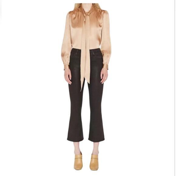 Frame Denim Denim - NWT FRAME DENIM Le Crop Wax Flare High Rise Jeans Brown Espresso Coated Denim